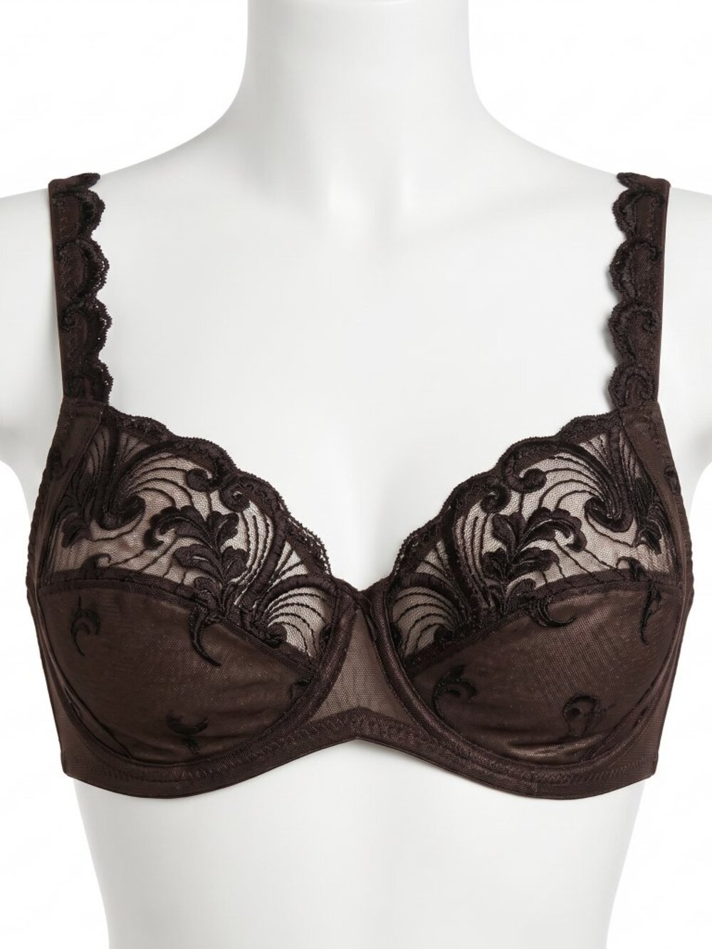 Rosa Faia Calista Bra 36D NWT Mocca Brown Sheer Lace Underwire 5670 Anita